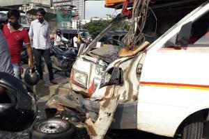 Four injured as speeding tempo collides with autorickshaw, bike on WEH