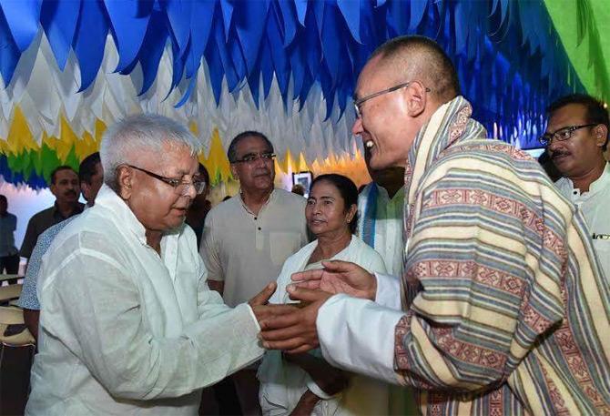 In pic: Lalu Prasad Yadav attends the oath-taking ceremony of West Bengal CM Mamta Banerjee.