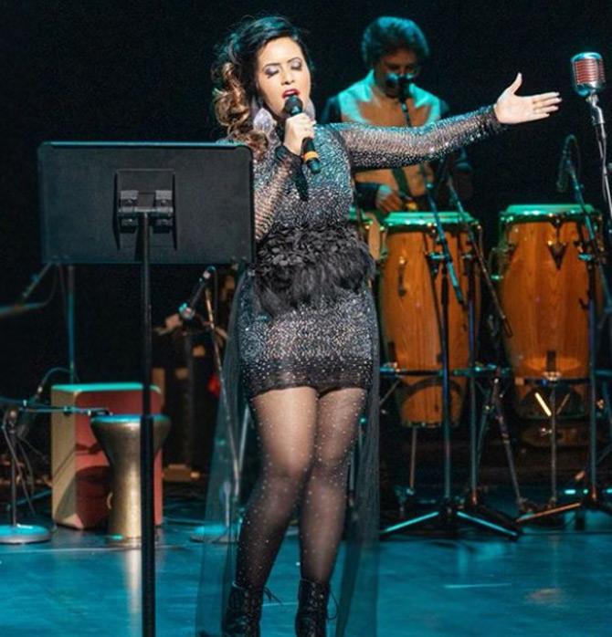 In pic: A classically trained singer, Amruta Fadnavis enthralls the audience of Los Angeles, California with her sensational performance.