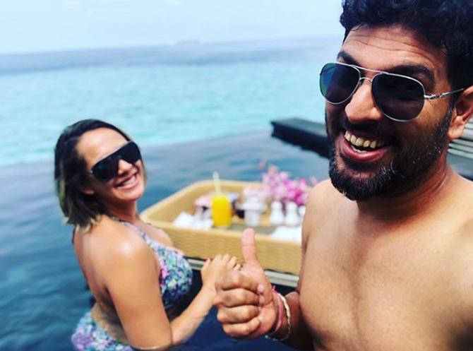 Yuvraj Singh got engaged to Bollywood actress and dancer Hazel Keech on November 12, 2015. The couple got married on November 30, 2016
In picture: Yuvraj Singh and Hazel Keech during one of their holidays
