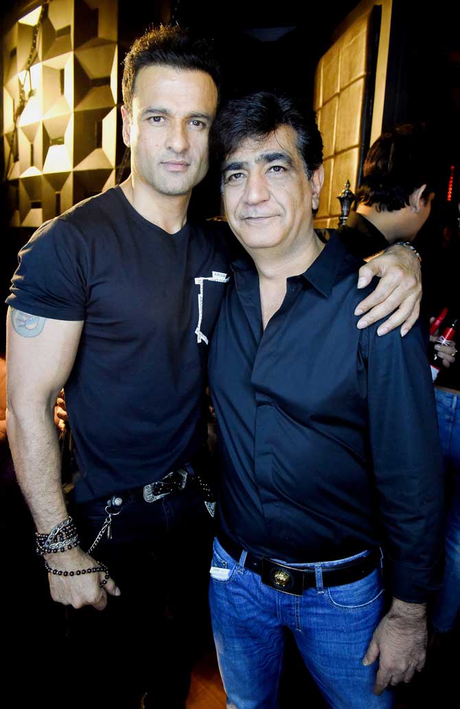 Rohit Roy and Krishan Kumar at Mika Singh's birthday bash in Andheri.