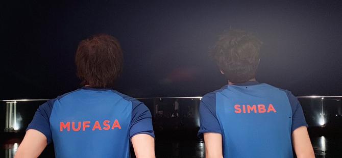 Shah Rukh Khan, who was excited about the India-Pakistan World Cup match, posted this picture with son Aryan. The Chennai Express star's jersey read Mufasa, and Aryan's read Simba, the popular characters of the animation film, The Lion King. SRK captioned the pic as, 