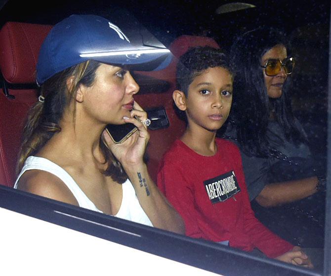 Amrita Arora Ladak, who is a good friend of Seema Khan, attended Yohan's birthday bash with kids Rayaan and Azaan and husband Shakeel Ladak. 