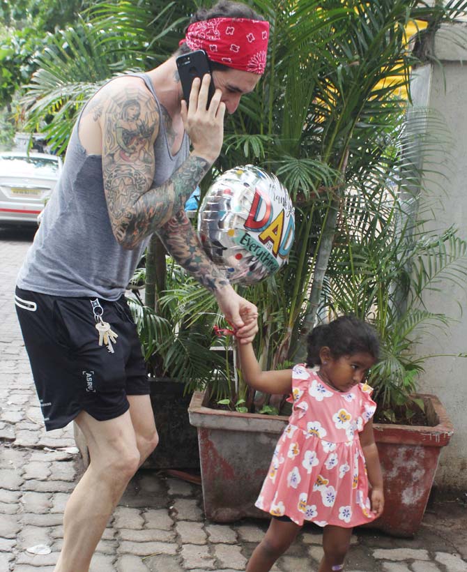 Noah and Asher Singh Weber are twins born through surrogacy. The boys were born in 2018.
In picture: Daniel Weber with daughter Nisha Weber outside their residence in Juhu.