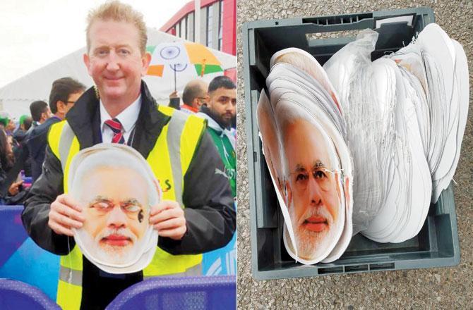 Narendra Modi masks were being sold outside the stadium before the match, but all the masks were confiscated by the ground security before the game started.