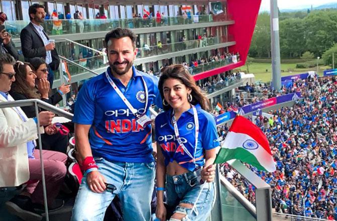 Bollywood actor Saif Ali Khan and Pooja Bedi's daughter Alaia F were spotted together at the stadium during the India-Pakistan clash.