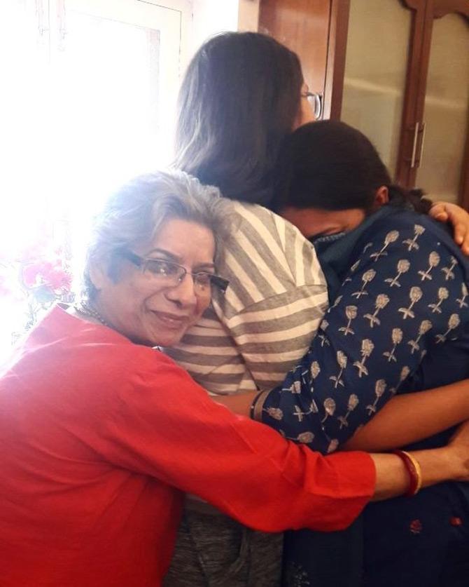 Smriti Irani shared this cute, candid picture of herself where she is seen getting hugged by her daughter as her own mothers embrace the two of them in w warm hug. She captioned this one: When your kid mothers you and your mother still thinks you are a kid.