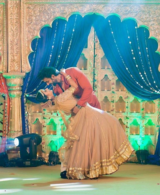 A candid picture of one their dance performances from Rajeev and Charu's sangeet ceremony. Rajeev shared this picture and wrote alongside, 