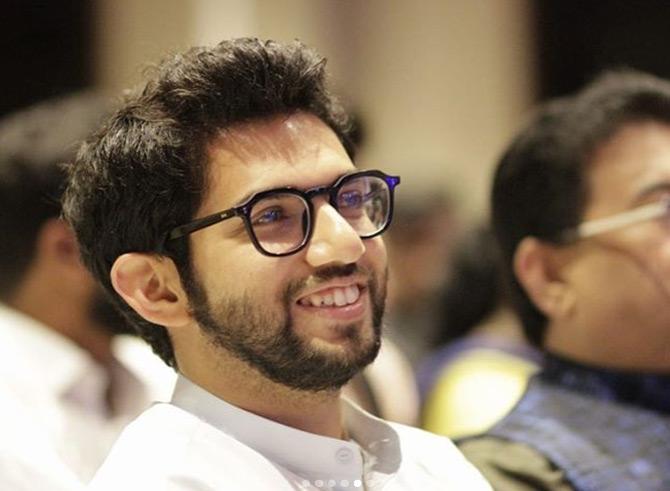 Aaditya Thackeray interacts with school students in Mazgaon
