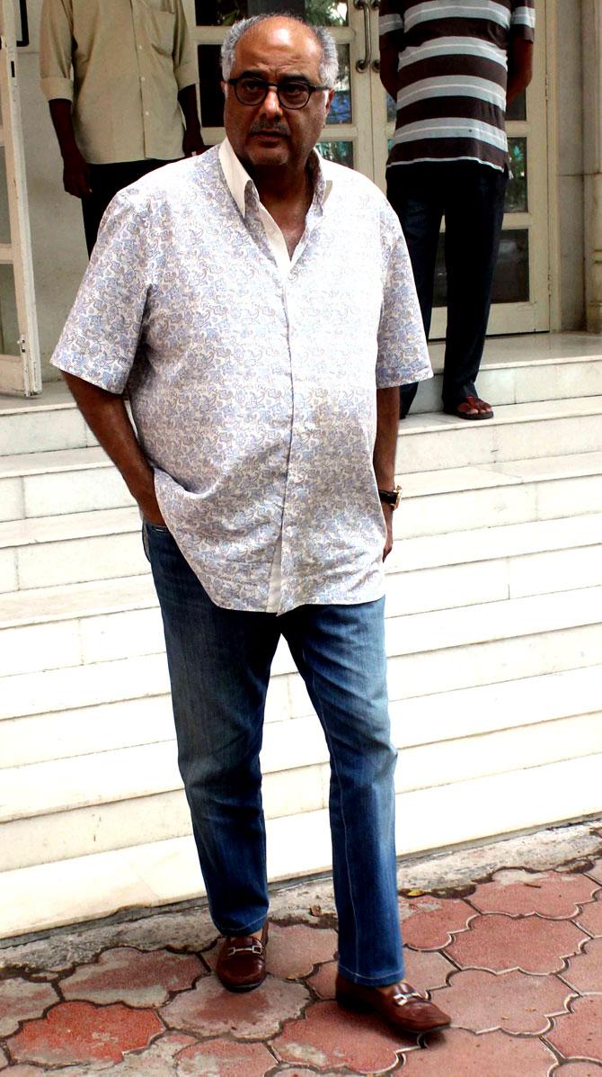 Producer Boney Kapoor also came in to pay his respects to Justine Rumeau Nihalani at the prayer meet in ISKCON Temple, Juhu.