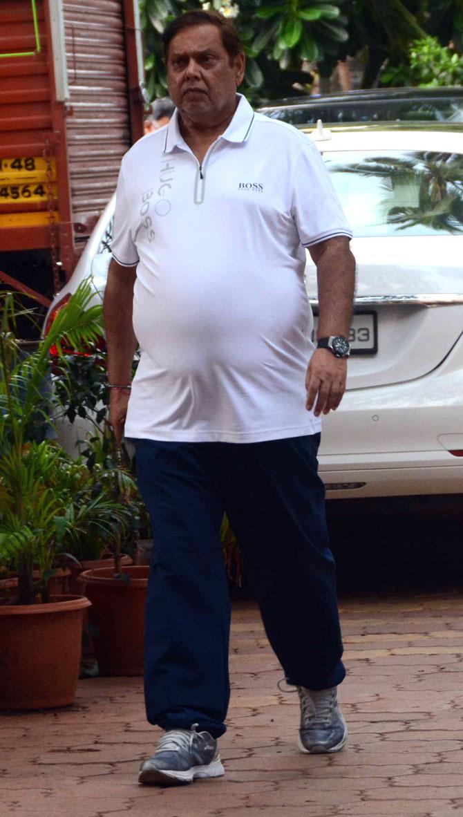 David Dhawan came to offer his condolences to Justine Rumeau Nihalani's family at ISKCON Temple, Juhu.
