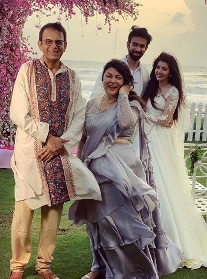 Rajeev Sen and Charu Asopa pictured here with Shubeer and Subhra Sen. Rajeev married Charu in a traditional Bengali ceremony in Goa. Over the weekend, the pre-wedding functions included the haldi and engagement ceremony.