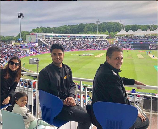 Sakshi and Ziva Dhoni with a couple of friends during the India vs South Africa World Cup 2019 match.