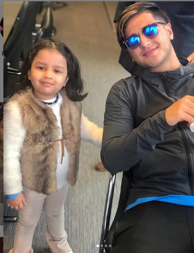 Ziva Dhoni has been the livewire in the stands during India's matches in the World Cup. She is seen here posing with a friend.