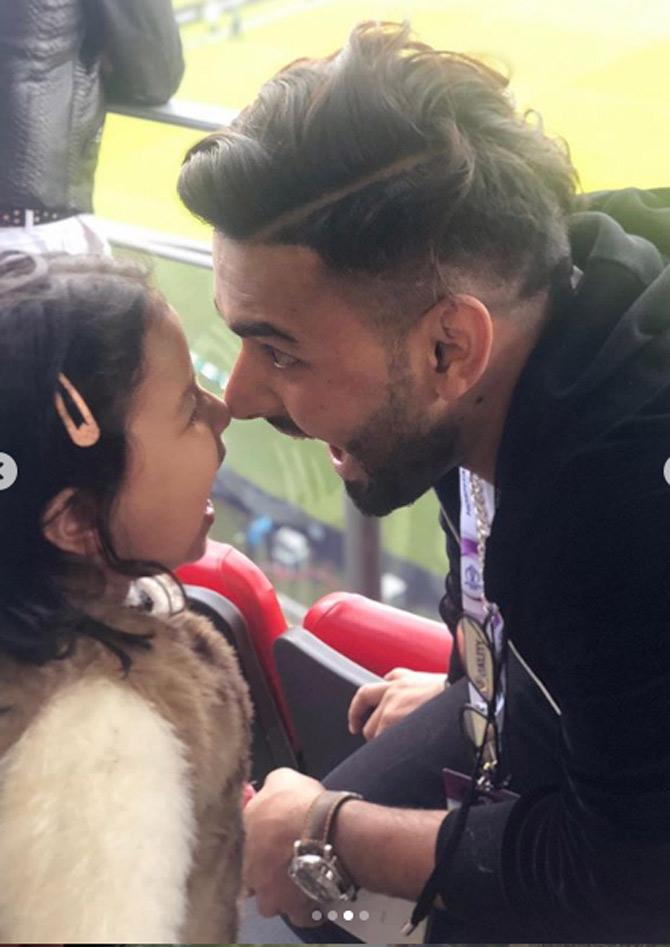 Ziva Dhoni is seen here engaging in a shouting match with Rishabh Pant during the India vs Pakistan match. Any guesses who won it?