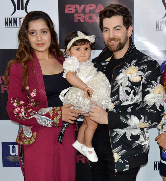 Wife Rukmini Sahay and daughter Nurvi Neil Mukesh also attended the Bypass Road wrap up a bash with Neil. While Rukmini wore a pink floral pantsuit, Nurvi looked adorable in her pink baby dress. Bypass Road, which has been written and produced under his banner NNM films, along with co-producer Madan Paliwal, marks the directorial debut of his brother, Naman.