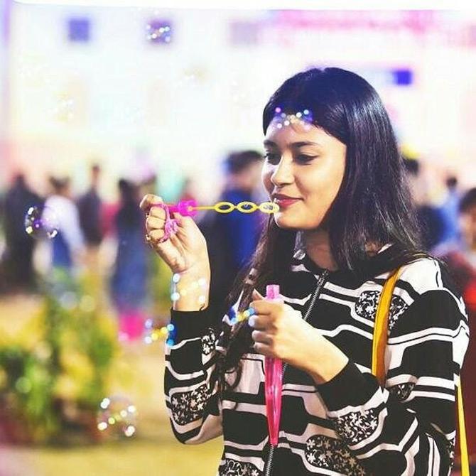 In pic: Jyotishmita Baruah enjoys bubble shooter as she brings out the inner child in her. While sharing the picture, Jyotishmita captioned it: When I was a kid. No wait I still do that!