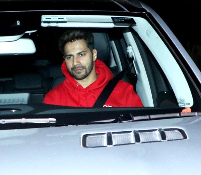 Varun Dhawan, who is currently busy shooting for his film Street Dancer 3D, arrives for the special screening of her film Kabir Singh at YRF Studios in Andheri.