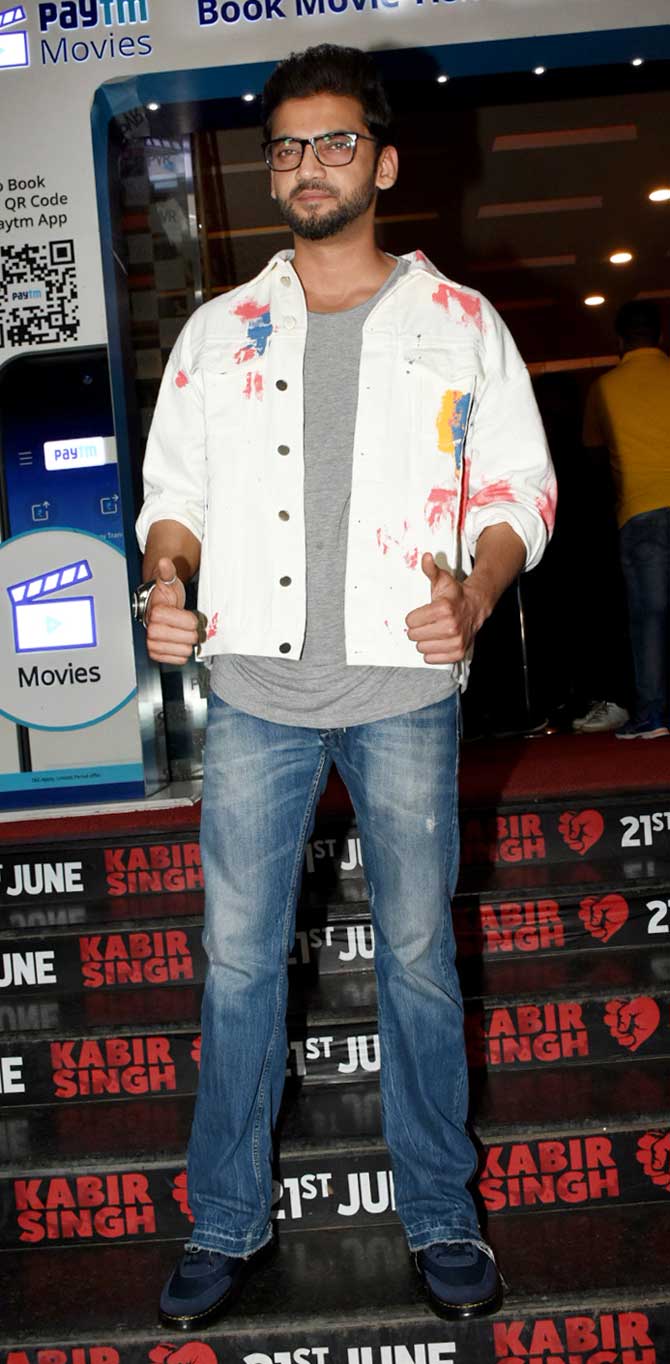 Pranutan's Notebook co-star Zaheer Iqbal also attended the special screening of Kabir Singh at a multiplex in Andheri.
