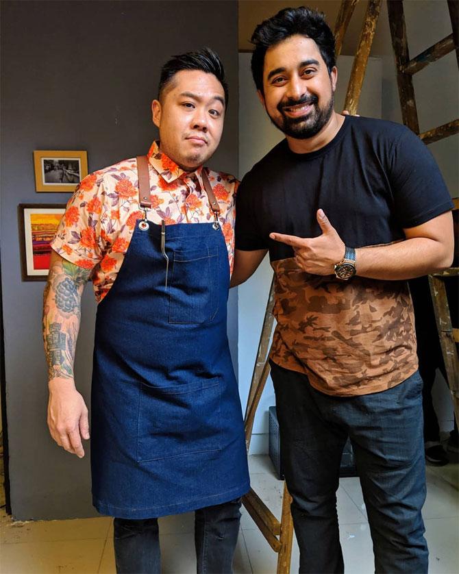 Kelvin Cheung is the most popular chef because he alters recipes according to celebrities like and needs and cravings and more so because he takes their health into consideration
In picture: Kelvin Cheung with Rannvijay Singh