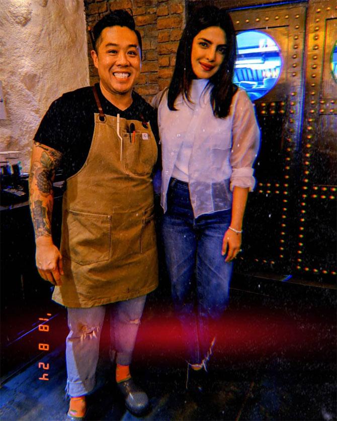 Kelvin Cheung is known to be a taskmaster in the kitchen, making employees do burpees (squat thrusts) every time they make a mistake
In picture: Kelvin Cheung with Priyanka Chopra 