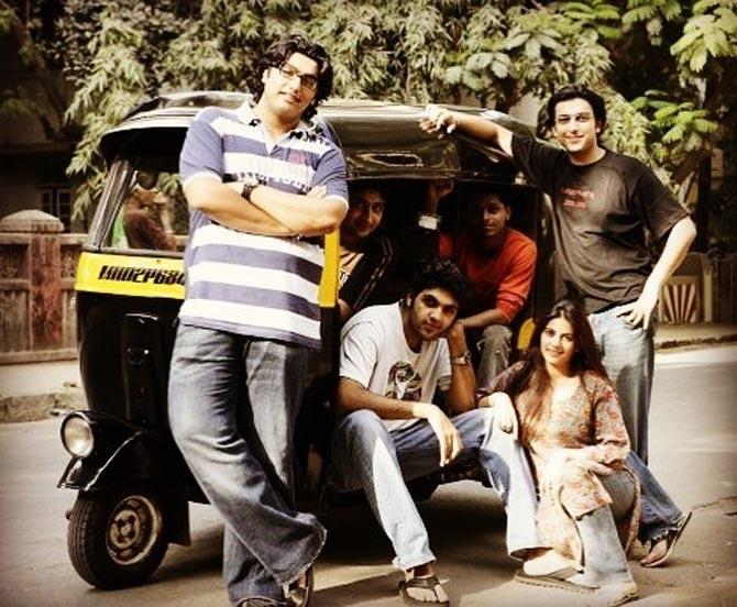 A younger, chubbier Arjun Kapoor with his Salaam-E-Ishq crew. Arjun was assistant director on this Nikkhil Advani directorial