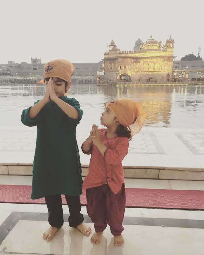 Here are Ayushmann and Tahira's cutie pies, their son and daughter. Their son, Virajveer, was born on January 2, 2012, and his daughter, Varushka, was born on April 21, 2014. Ayushmann captioned this photo, 