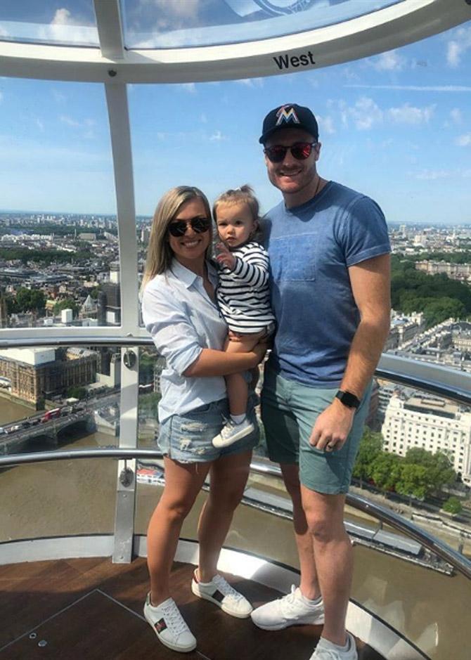 Martin Guptill is only the fifth cricketer in world cricket to score a double century in One Day Internationals.
Martin Guptill posted this picture with Laura and captioned it as, 