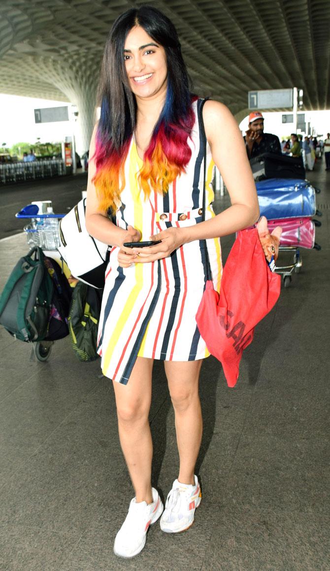 Adah Sharma sported a new hairdo as she arrived at the Mumbai airport. Recently, Adah wrapped up the shoot of her upcoming film Bypass Road which also stars Neil Nitin Mukesh.