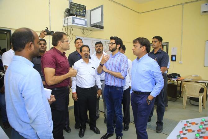 Yuva Sena chief Aaditya Thackeray, on Thursday, inaugurated city's sixth pumping station called 'Gazdarbandh Storm Water Pumping Station' in Khar. The Yuva Sena leader was accompanied by Mumbai Mayor Vishwanath Mahadeshwar as the two took stock of the city's pumping station ahead of the arrival of rains in the city.
