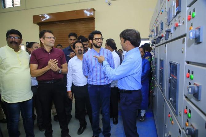 Aditya Thackeray took to micro-blogging site Twitter to share pictures of the event where Aaditya is seen interacting with BMC officials and taking stock of the city's sixth water pumping station.
