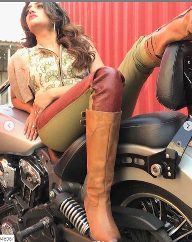 In photo: Nusrat Jahan looks bold yet beautiful as she poses like a diva on a motorcycle 
