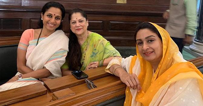 In pic: Member of Parliament Supriya Sule shares candid moments from the parliament as she poses for a picture with Yashodhara Raje Scindia and Union Minister Harsimrat Kaur Badal.