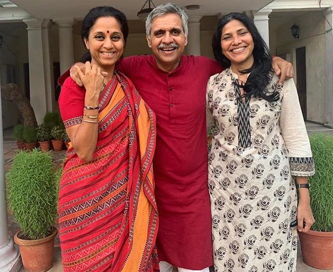 In pic: Supriya Sule poses for a picture with old friends as she catches up with them after a long time.