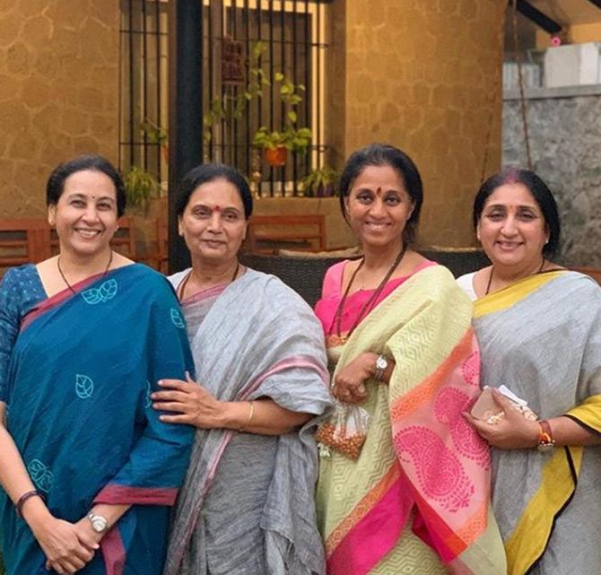 In pic: Supriya Sule poses for a family picture as she captions the pic: Happy Moments with Family!