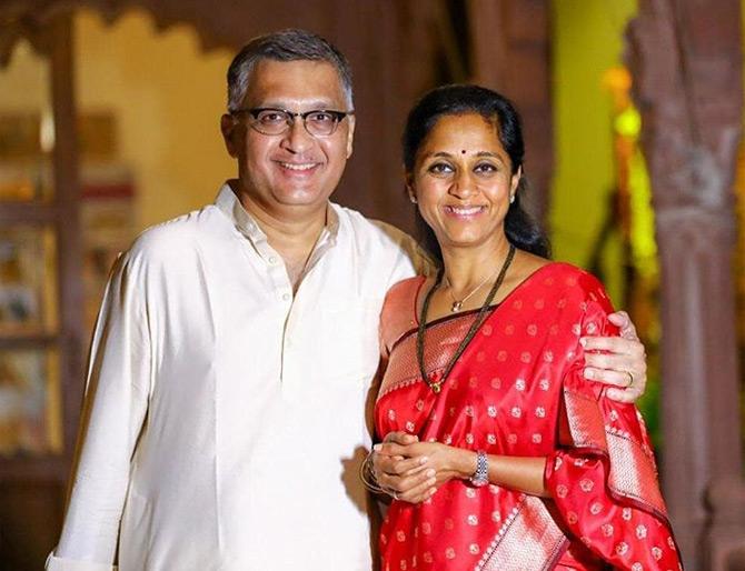 Supriya Sule married Sadanand Bhalchandra Sule on March 4, 1991, and the couple has been married for over 28 years.
In the pic, Supriya Sule poses for a picture with husband Sadanand on the occasion of Diwali.
