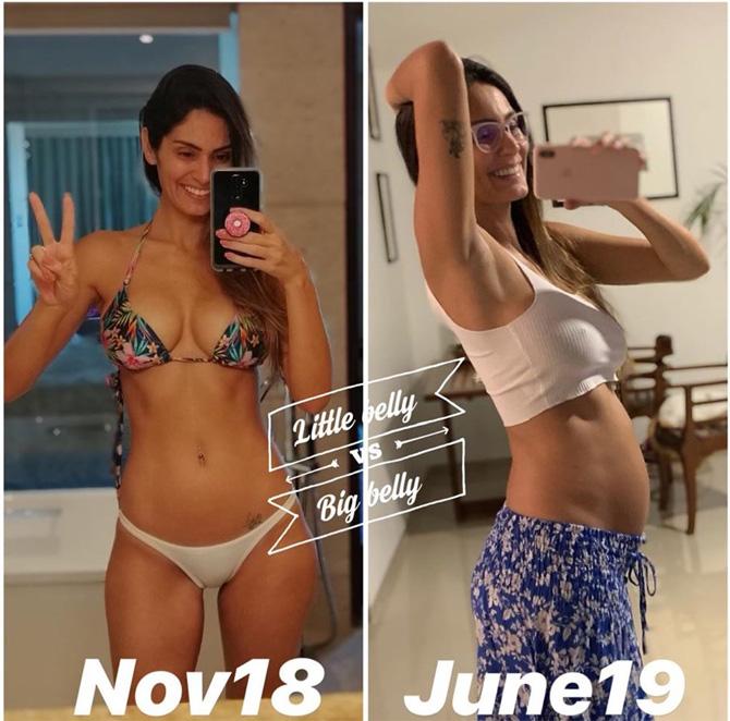 27 weeks pregnant, Bruna Abdullah shared this picture of her on Instagram and captioned, 