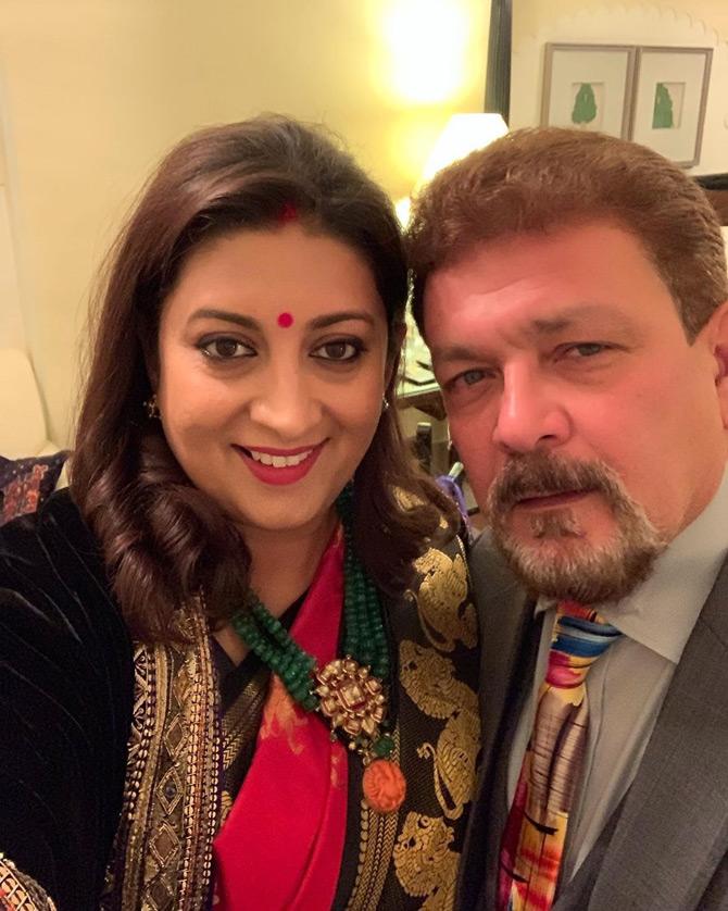 In photo: Smriti and Zubin Irani pose for a selfie as the lovey-dovey couple gets ready for an event