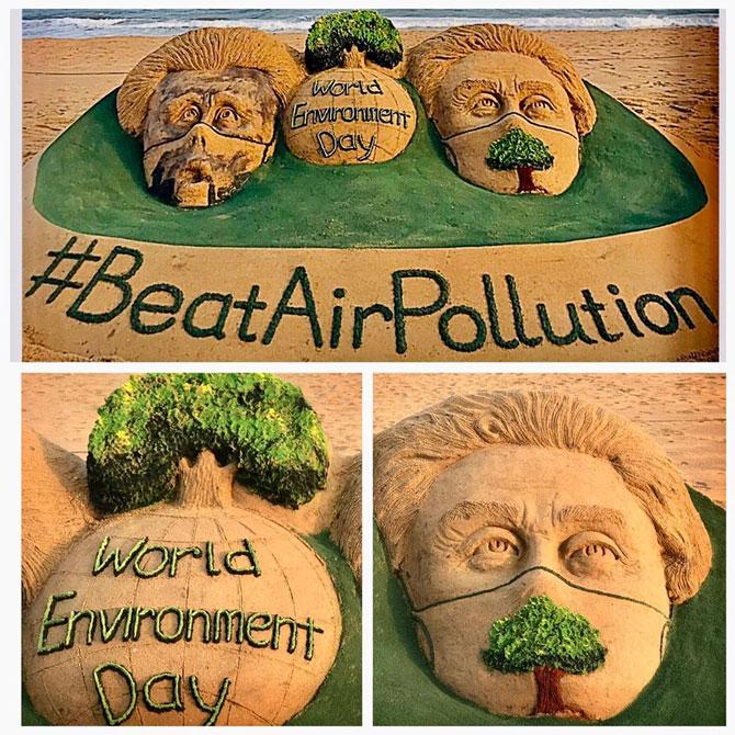 Through this artwork To commemorate World Environment Day and to bring the attention of the people, Pattnaik made this sculpture. World Environment Day which is celebrated on June 5, is an initiative by the United Nations to combat environmental degradation