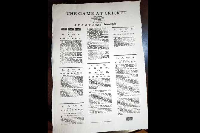 The first rules of cricket