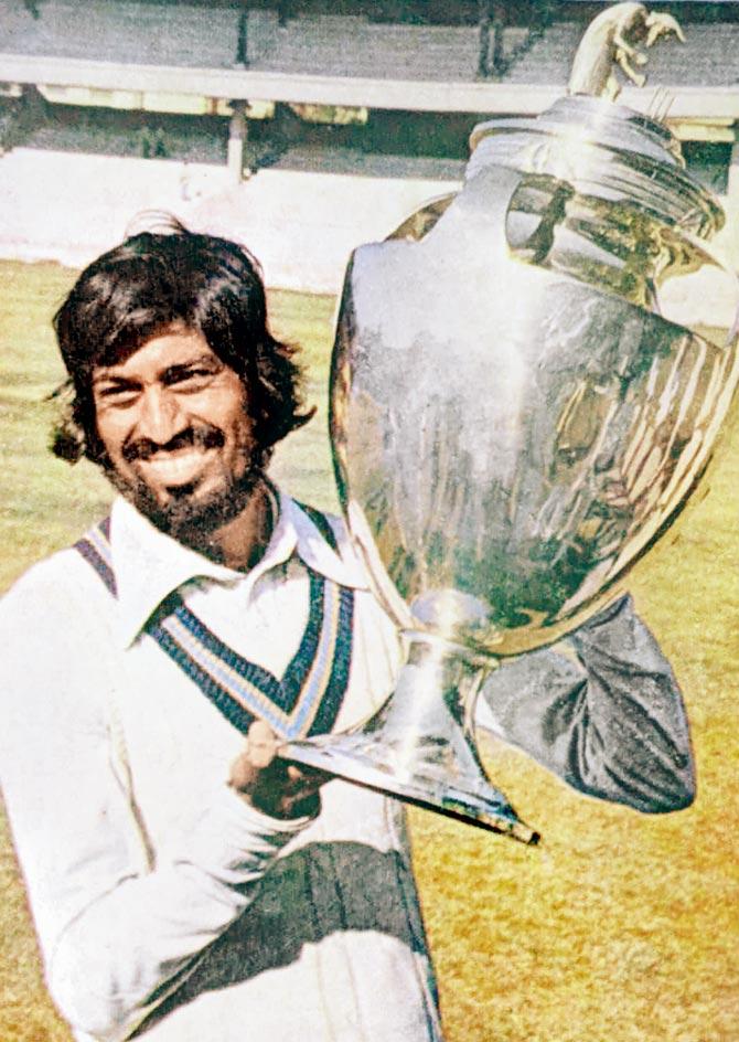 Eknath Solkar with the Ranji Trophy in 1981