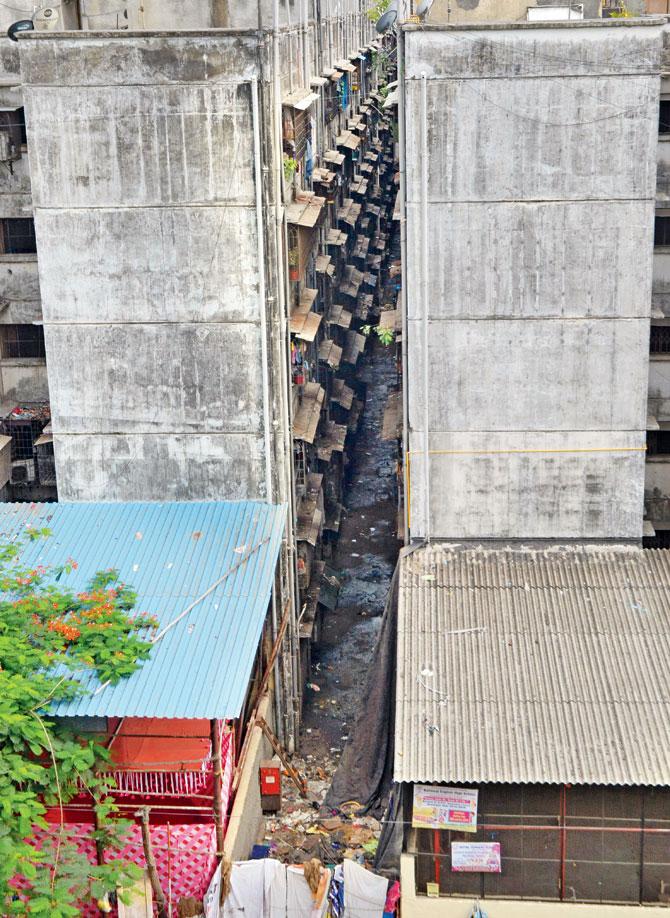 The 12-year-old resettlement colony of Lallubhai Compound in Mankhurd has around 65 buildings; each building is situated at a distance of three metres from each other. Due to this, only the top two floors will get direct sunlight
