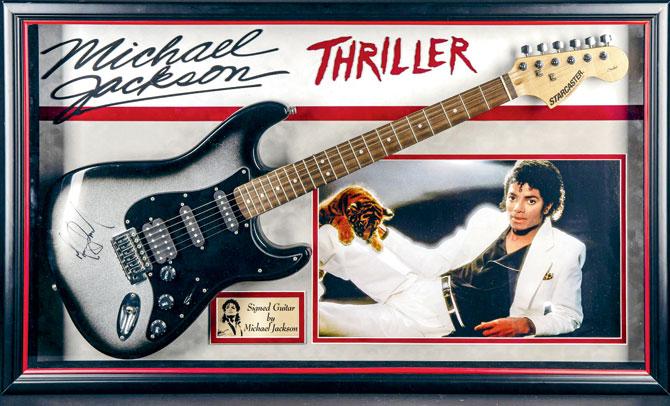 Original signature by Michael Jackson on a Starcaster Electric Guitar