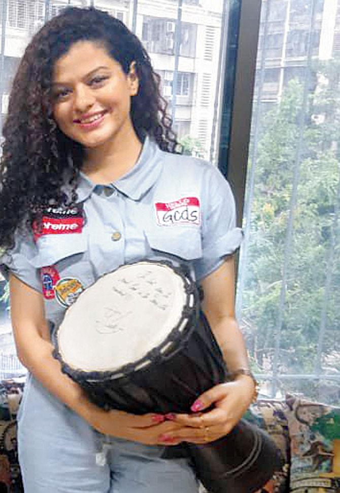 Palak Muchhal with her djembe