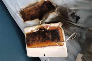 Boy has narrow escape after tablet explodes next to him on bed