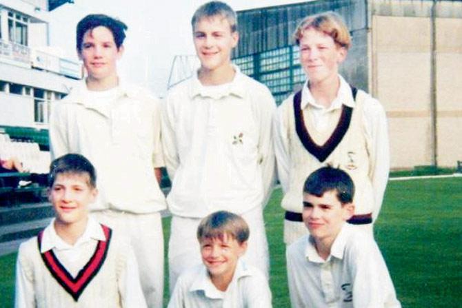 A young James Anderson (sitting, right) with Burnley Cricket Club players