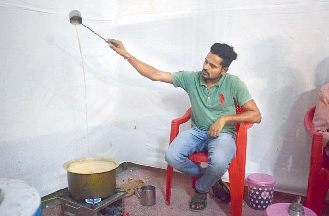 The special chai is then poured and served in kulhad