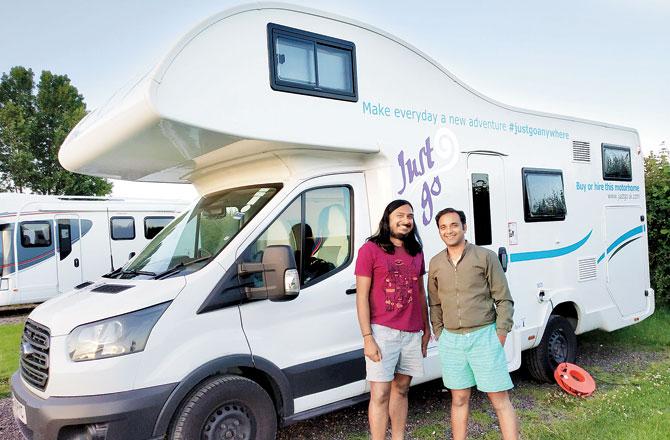 Bharat Sundaresan (left) and Gaurav Joshi with their campervan
