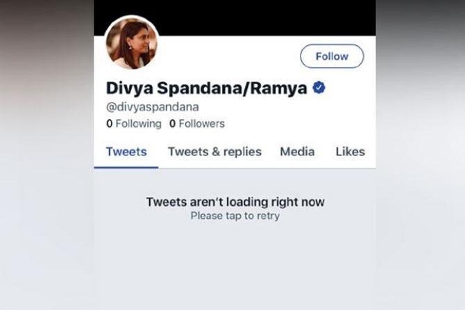 Congress social media head Divya Spandana goes missing from Twitter