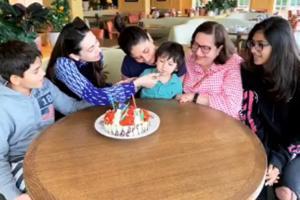 Photos: Birthday girl Karisma Kapoor feeds cake to nephew Taimur